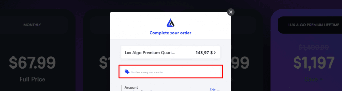 How to use LuxAlgo promo code