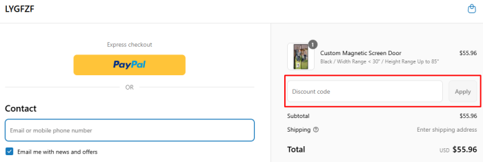 How to use LYGFZF promo code