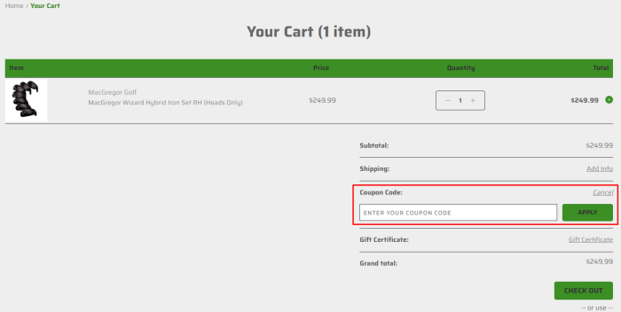 How to use MacGregor Golf promo code