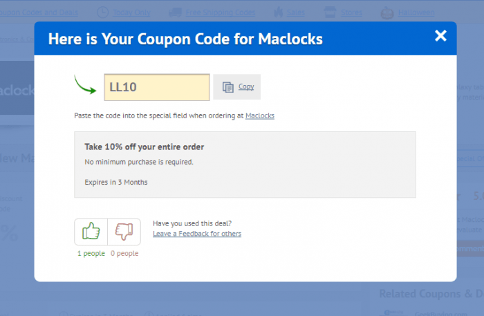 How to coupon code at Maclocks