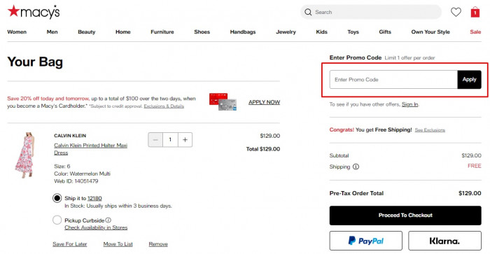 How to use Macy's promo code
