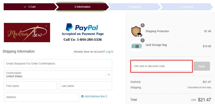 How to use MadamSew promo code