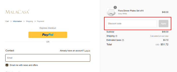 How to use MalaCasa promo code