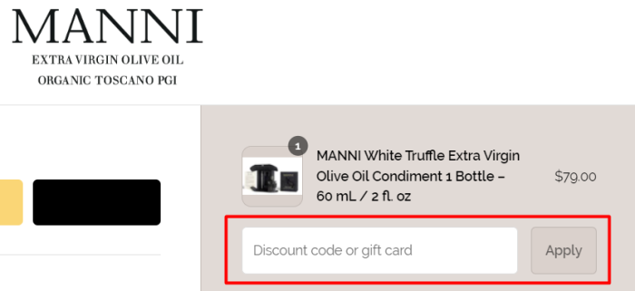 How to use Manni Oil promo code
