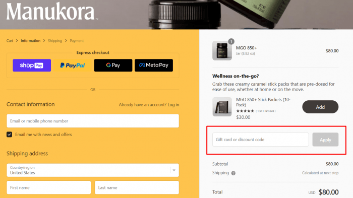 How to use Manukora promo code