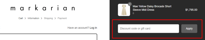 How to use Markarian promo code