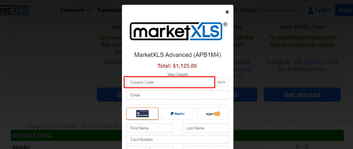 How to use MarketXLS promo code