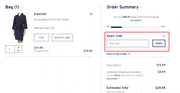 how to apply coupon code at Marshalls