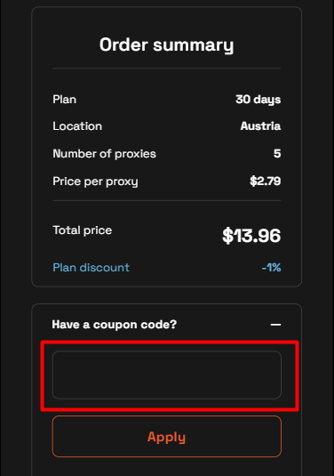 How to use MarsProxies promo code