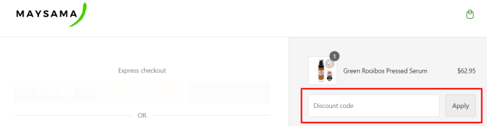 How to use Maysama promo code