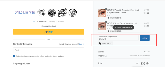 How to use Mcleye promo code