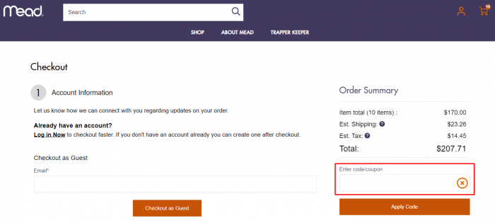 How to use Mead promo code