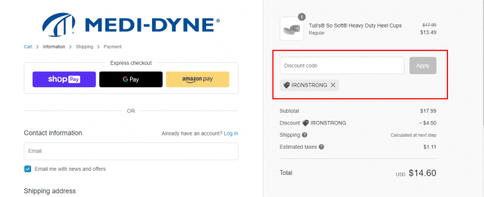 How to use Medi-Dyne promo code