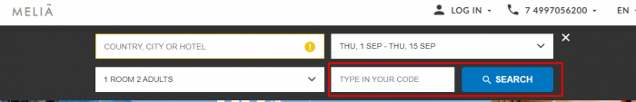 How to use Melia Hotels promo code