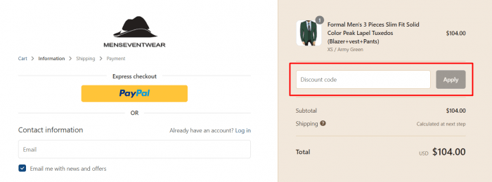 How to use Menseventwear promo code