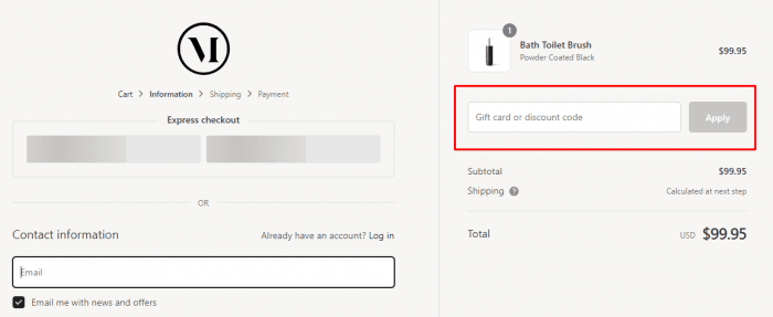 How to use MENU Design Shop promo code