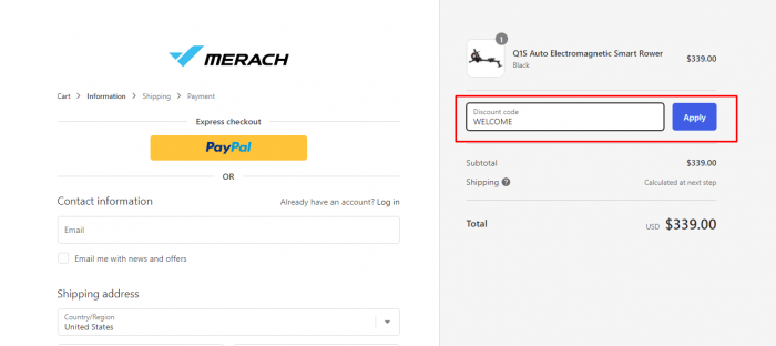 How to use MERACH promo code