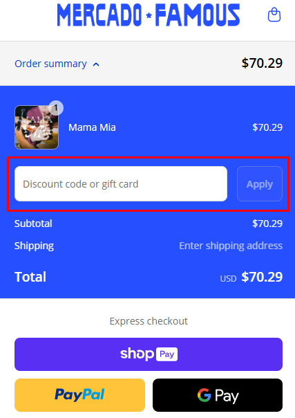 How to use Mercado Famous promo code