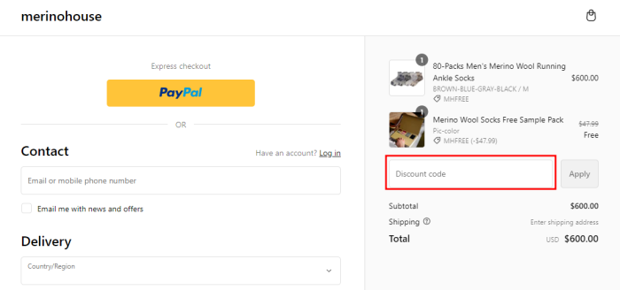 How to use Merino House promo code