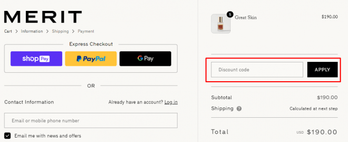 How to use MERIT promo code