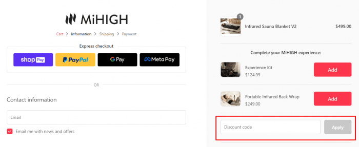 How to use MiHigh promo code