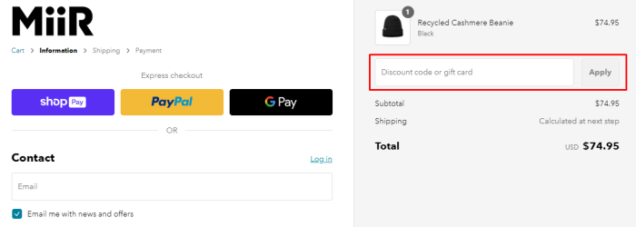 How to use MiiR promo code