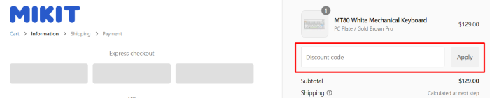 How to use MIKIT promo code