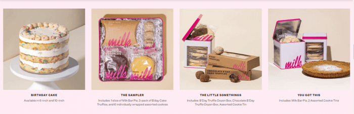 Milk Bar Store range of products 