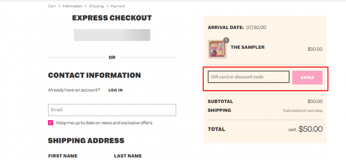 how to apply discount code at Milk Bar Store