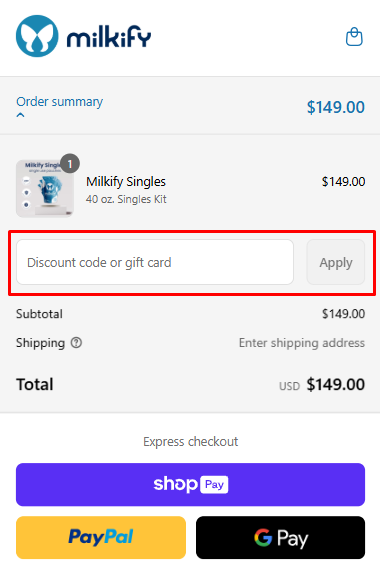 How to use Milkify promo code