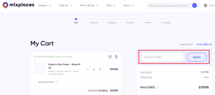How to use Mixplaces promo code