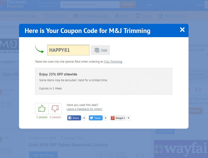 How to use a coupon code at M&J Trimming