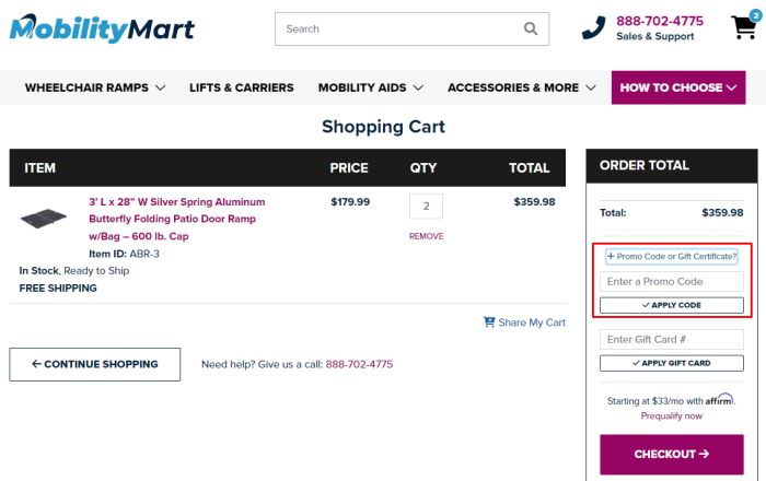 How to use Mobility Mart promo code