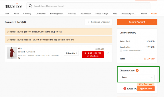 How to use Modanisa promo code