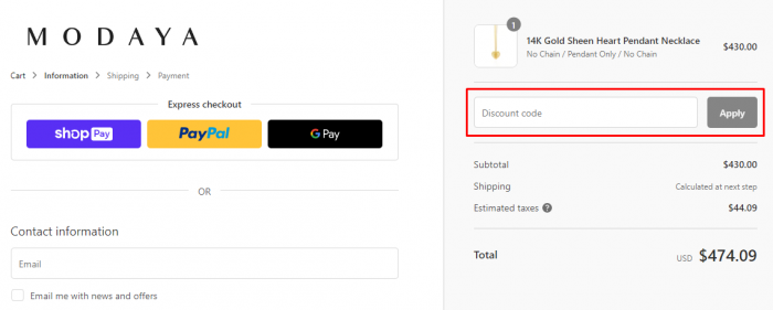 How to use Modaya promo code