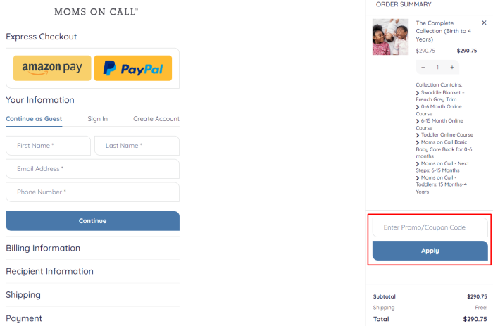 How to use Moms on Call promo code