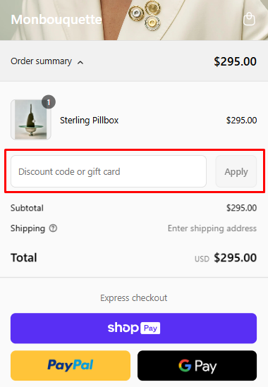 How to use Monbouquette Jewelry promo code