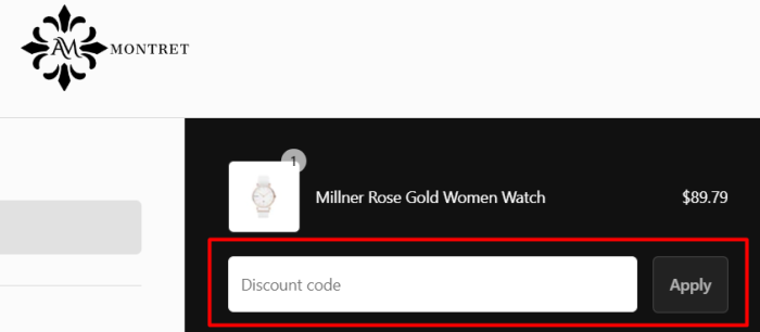 How to use Montret promo code