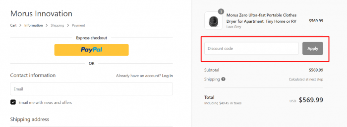 How to use Morus promo code
