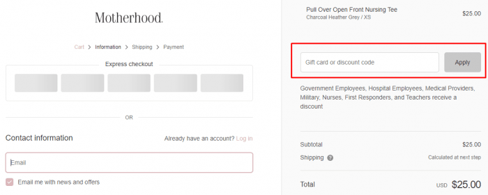How to use Motherhood promo code
