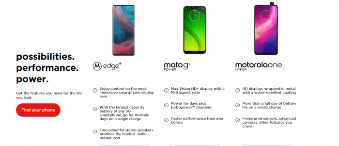 Motorola range of products 