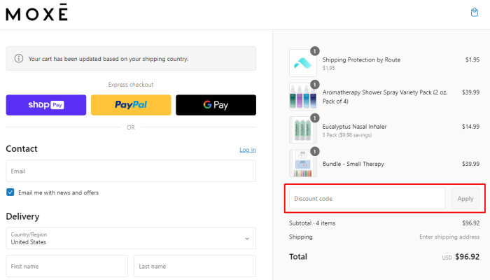 How to use MOXĒ promo code