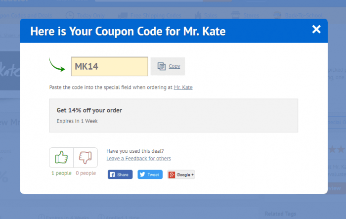 Hoe to use coupon code at Mr Kate
