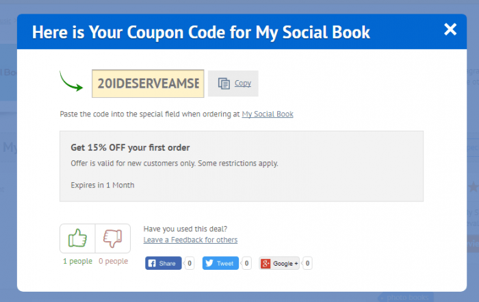 How to use a promotional code at My Social Book