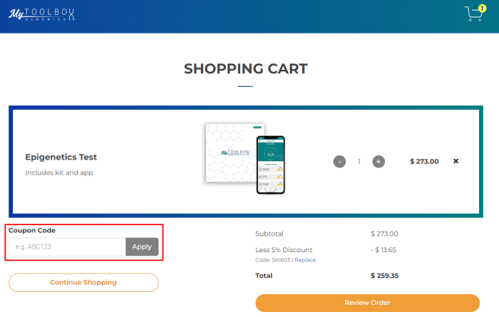 How to use My Toolbox Genomics promo code