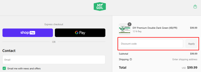 How to use MySoil promo code