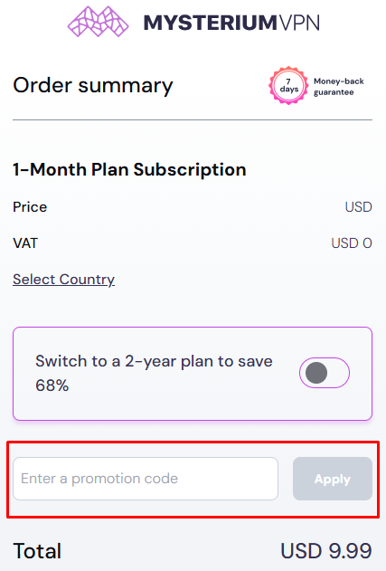 How to use MysteriumVPN promo code