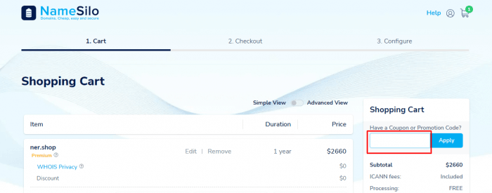 How to use NameSilo promo code