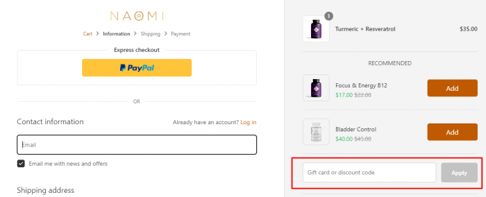 How to use Naomi promo code