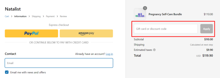How to use Natalist promo code